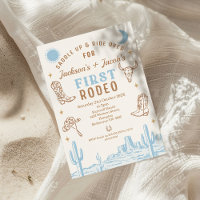 Vintage Blue Twins First Rodeo 1st Birthday