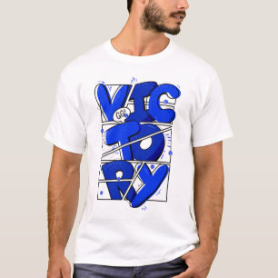Vintage Blue Typography Graphic T-Shirt – Bold Ret