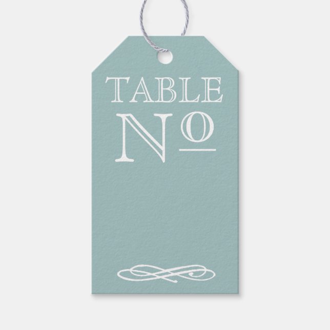 Vintage Blue Typography Style Table Number - Gift Tags (Front)