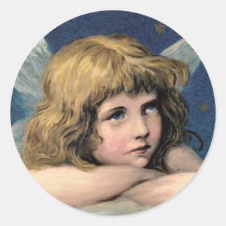 Vintage Blue Victorian Angel Classic Stickers