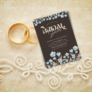 Vintage Blue Watercolor Floral Bridal Shower Invitation