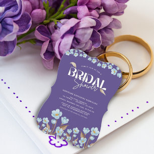 Vintage Blue Watercolor Floral Bridal Shower Invitation