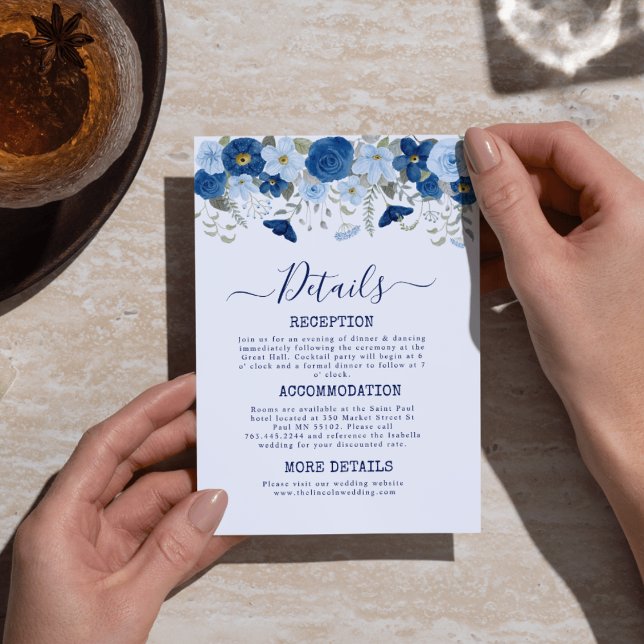 Vintage blue watercolour floral wedding enclosure card (Creator Uploaded)