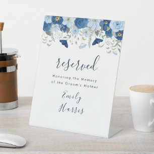 Vintage blue watercolour floral wedding pedestal sign