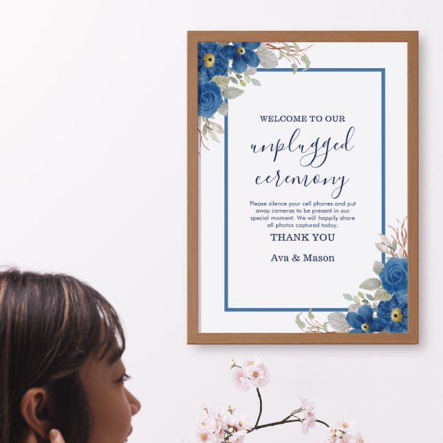 Vintage blue watercolour floral wedding poster (Creator Uploaded)