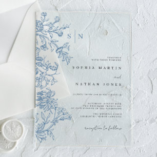 Vintage Blue Wedding  Acrylic Invitations