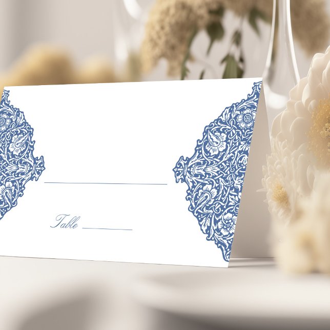 Vintage Blue Wedding Name Card Template (Creator Uploaded)