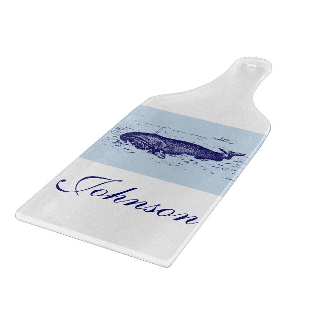 Vintage Blue Whale Paddle Cutting Board (Corner)