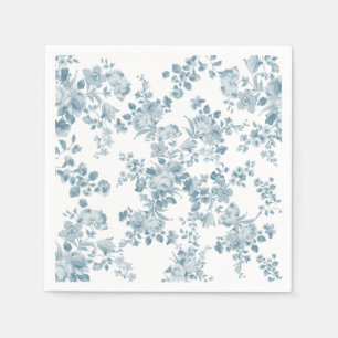 Vintage blue white bohemian elegant floral napkin