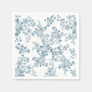 Vintage blue white bohemian elegant floral napkin