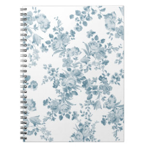 Vintage blue white bohemian elegant floral notebook
