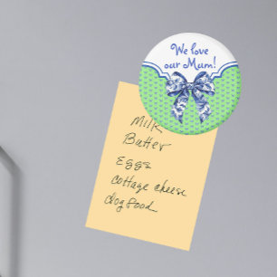 Vintage Blue White Butterfly Bow Personalised Magn Magnet