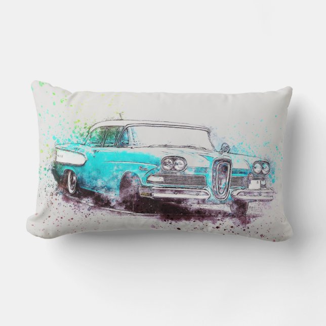 Vintage Blue & White Car Lumbar Cushion (Front)
