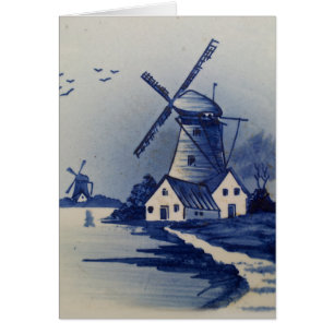 Vintage Blue White Delft Windmill