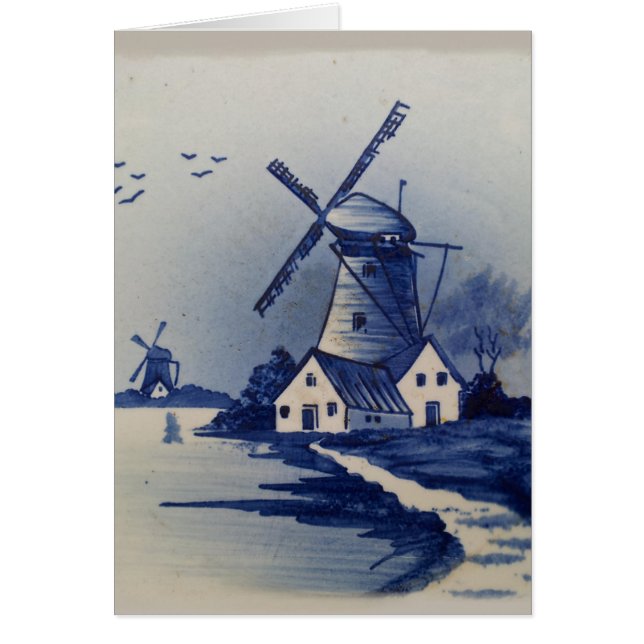 Vintage Blue White Delft Windmill (Front)