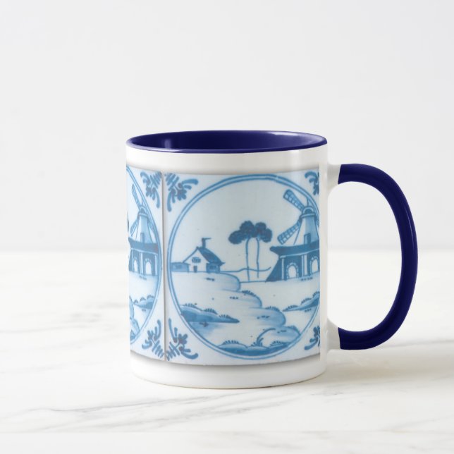 Vintage Blue White Delft Windmill Coffee Mug (Right)