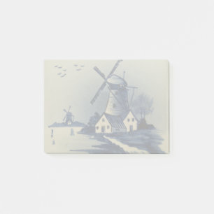 Vintage Blue White Delft Windmill Post-it Notes