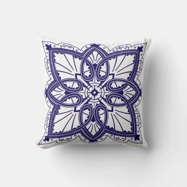 Vintage Blue & White Design - Pillow (Front)