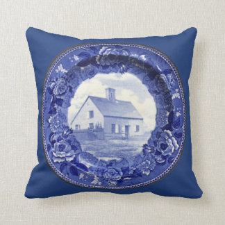 Vintage Blue & White Nantucket Oldest Plate Pillow
