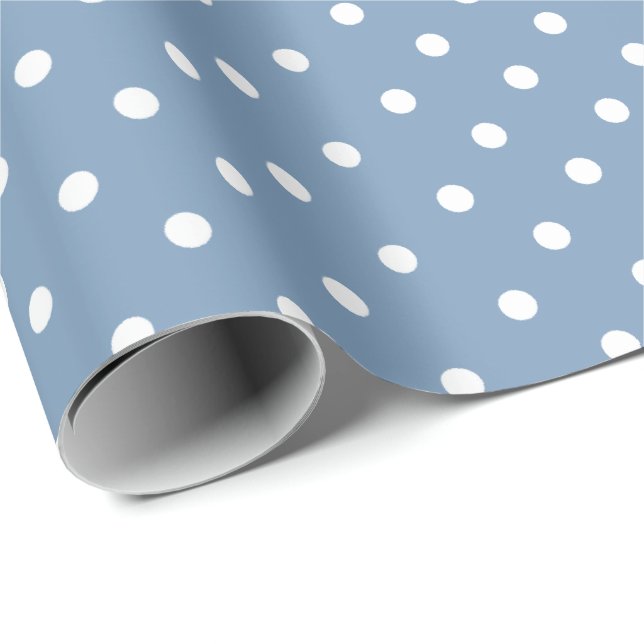 Vintage Blue | White Polka Dot Wrapping Paper (Roll Corner)