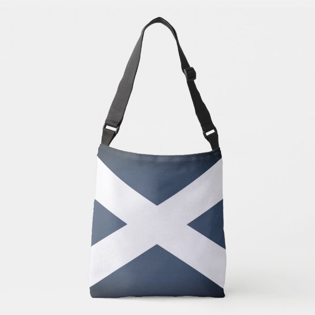 Vintage blue white Scotland flag crossbody bag (Front)
