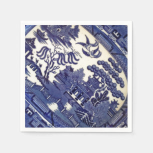Vintage Blue Willow China Plate Pattern Tile Dish Napkin