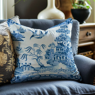 Vintage Blue Willow Decorative Throw Pillow