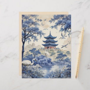 Vintage Blue Willow Dreams Scrapbook Paper