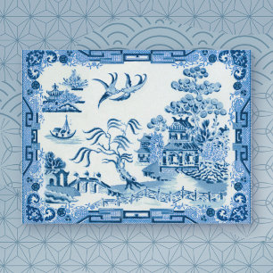 Vintage Blue Willow Postcard