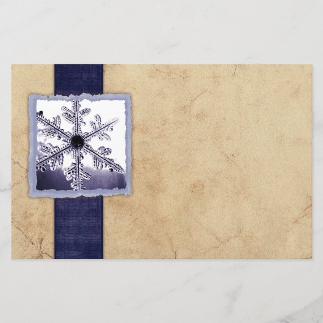 Vintage Blue Winter Snowflake Stationery (Front)