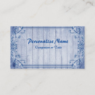 Vintage Blue Wood Frame Business Card