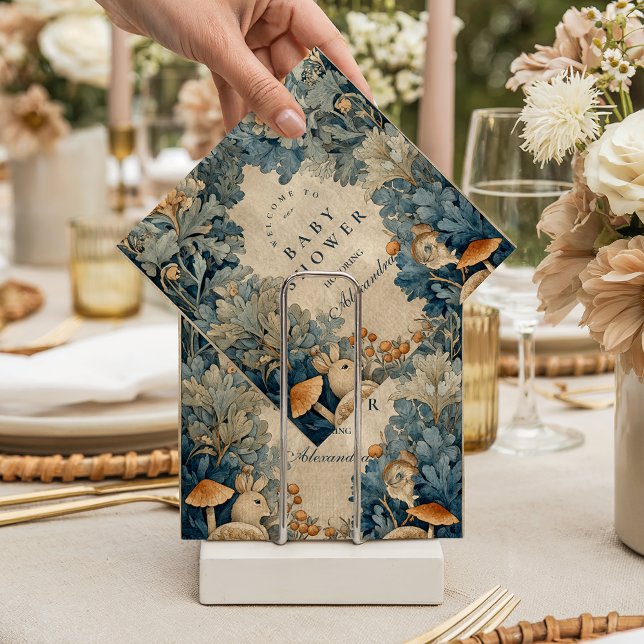 Vintage Blue Woodland Bunny Baby Shower Napkin (Creator Uploaded)