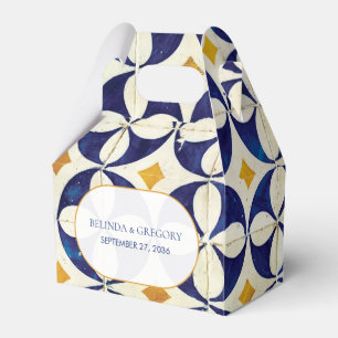 Vintage Blue & Yellow Portuguese Pattern Wedding Favour Box