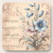 Vintage Bluebell Cork Back Coasters Set of 6