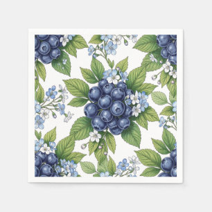 Vintage Blueberry Blossom Botanical Pattern Napkin
