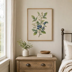 Vintage Blueberry Botanical Art Print