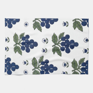 Vintage Blueberry Botanical Seamless Pattern Tea Towel