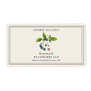 Vintage  Blueberry Jam  Rectangular  Label