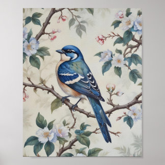 Vintage Bluebird & Blossoms Wall Art
