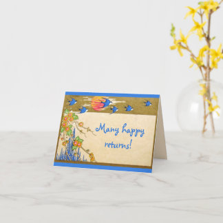 Vintage bluebird flowers all occasion note card