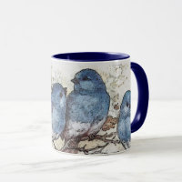 Vintage bluebird illustration cute birds nature
