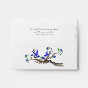 Vintage Bluebird Lapis Blue Wedding RSVP Envelopes