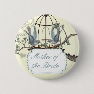 Vintage Bluebird Love Birds Wedding Badges