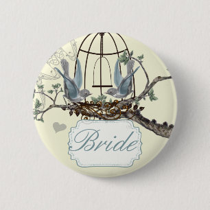 Vintage Bluebird Love Birds Wedding Badges