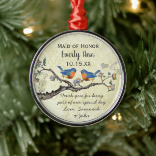 Vintage Bluebird Maid of Honour Ornaments