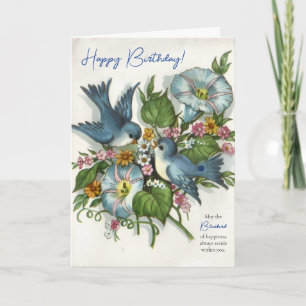 Vintage Bluebird of Happiness Birthday Card