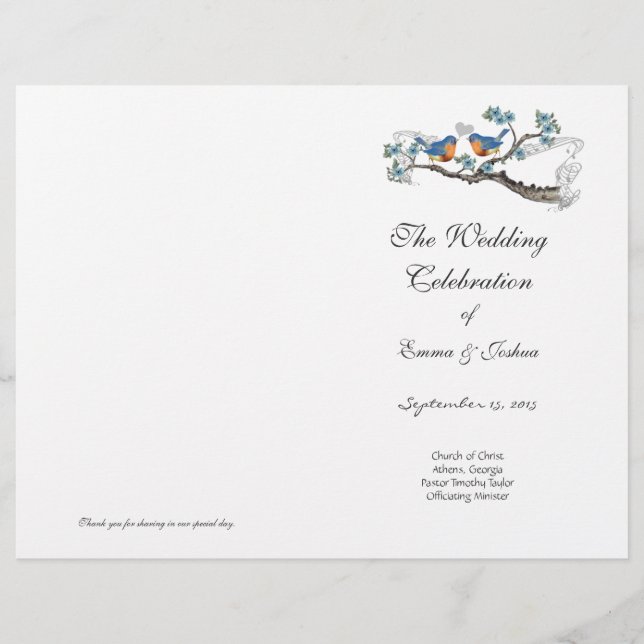 Vintage Bluebird  Program Cover (Front)