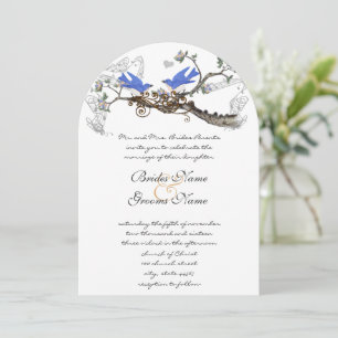 Vintage Bluebirds Chirping Wedding Invitations
