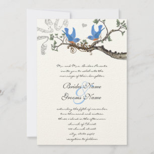 Vintage Bluebirds Wedding Invitations