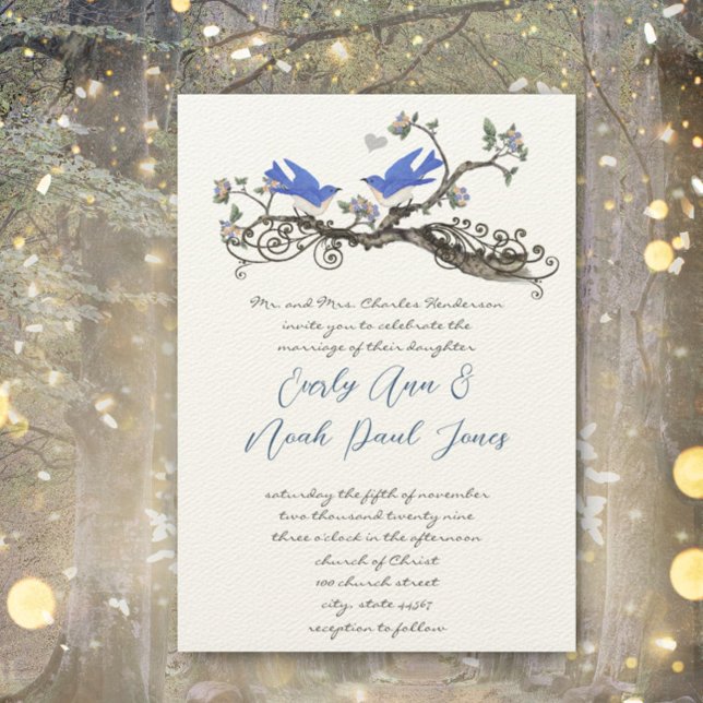 Vintage Bluebirds Wedding Invitations (Creator Uploaded)